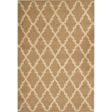 Alfombra de yute natural con patrón geométrico beige 160 x 230 cm Mermer