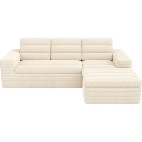 Sofá esquinero modular en L de pana beige 253 x 161 x 89 cm HOMVRA (1/5)