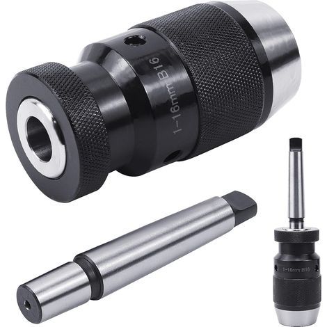 Mandrin de perceuse auto-serrant B16 1-16 mm – Acier – Serrage facile pour perceuses à colonne et fraiseuses – Avec cône MK2 (1/5)