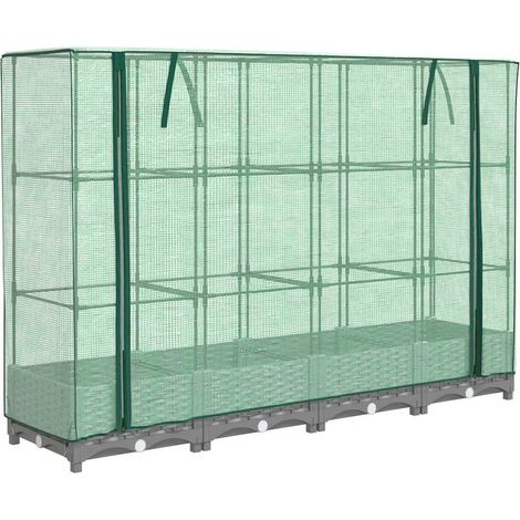 Maison Exclusive - Hochbeet mit Gewächshaus-Aufsatz Rattan-Optik