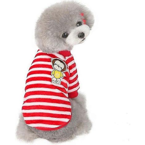 Weiche, warme Fleece-Haustierkleidung, niedlicher Streifenmantel, kleines bis mittelgroßes Hunde- und Katzenhemd, Jacke, Teddy-Teddy-Winteroutfit für Französische Bulldoggen und Chihuahuas, Größe 10 (1/4)