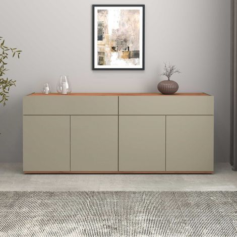 WHOUS Credenza Garda 4 ante e 2 cassetti tortora opaco e rovere 160,1x35x70 cm