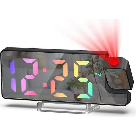 Réveil projecteur pour chambre à coucher - Horloge numérique avec projecteur rotatif à 180°, écran de 7,9 pouces, pour les gros dormeurs (1/5)
