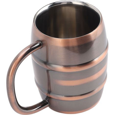 Mug à bière en acier inoxydable à double paroi isolante, polyvalent et ergonomique, idéal pour le thé au lait à la maison, couleur cuivre rétro. (1/5)