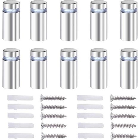 20x Vis d'écartement, verre publicité Axe entretoise Boulon Fix Verre standoff publicité, acier Inox, 12X40mm, avec accessoires de montage à vis (1/5)