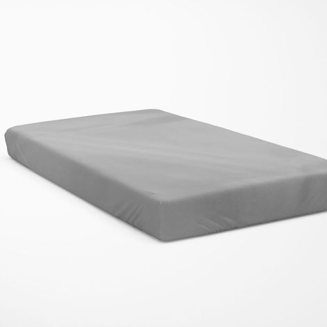 Drap-housse uni de luxe - gris clair 160x200 cm Avec bande de maintien (1/4)