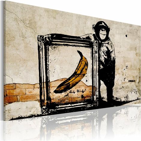 Tableau inspiré par banksy sépia - 90 x 60 cm (1/4)