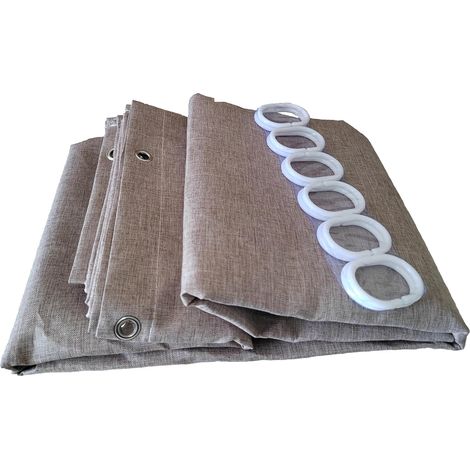 Rideau de douche imperméable à texture de lin avec doublure résistante à la moisissure et très résistant pour salle de bain en coton, antistatique (abricot (1/5)