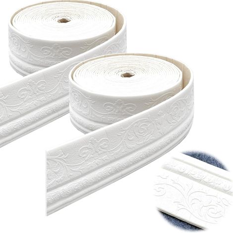 Moulures décoratives autocollantes (Blanc - 2pcs, 10m×10cm) (1/5)