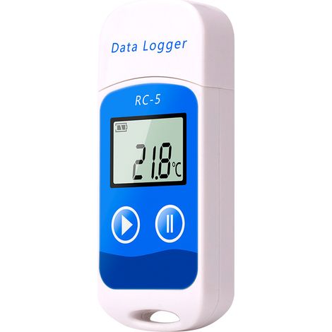 Registrador automático de datos USB RC-5, blanco y azul, con función de registro de temperatura del disco (batería integrada). (1/4)