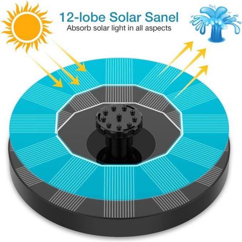 Fontaine Solaire Exterieure de Jardin, Fontaine Exterieure de Jardin avec 6 Buses, Pompe Solaire Bassin Exterieur (1/4)