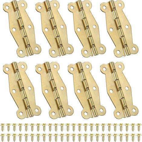Petites Charnières Mini de Boîte Vintage 49mm, 8 Pcs 90 Degré Charnières de Papillon pour Boîte à Bijoux, Quincaillerie avec Vis pour Armoire, Boîte en Bois, Tiroir, Doré (1/5)
