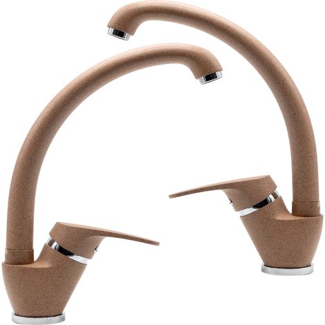 Set 2 pezzi miscelatore ottone avena4 lavello cucina oslo erogazione orientabile (1/5)