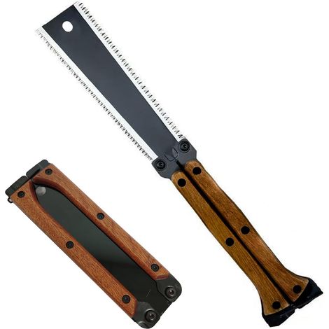 16 cm lange japanische Klappsäge, Handsäge mit doppelter Schneide, 13/14 Zähne pro Zoll, manuell, mit SK5-Sägeblatt und Schleifzähnen an drei Seiten für Heimwerker- und Holzbearbeitungsarbeiten