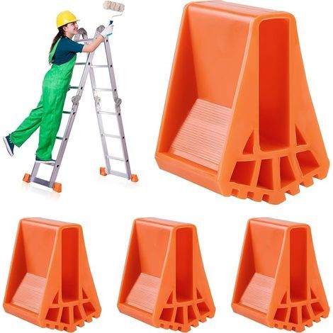 4-Piece Ladder Foot Covers, Non-Slip Ladder Feet, Replacement Ladder Feet, Ladder Feet Covers for Telescopic Ladders, Large (Orange) (1/4)
