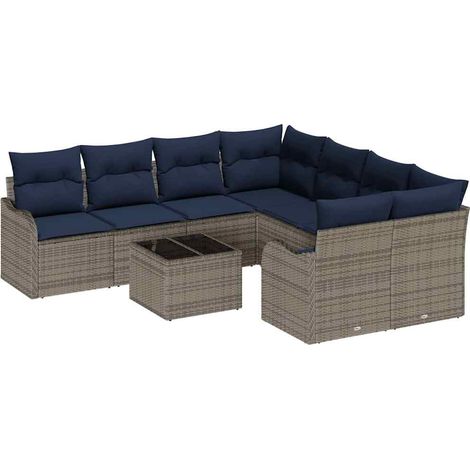 Conjunto de sofá de jardín 9 uds. 8-Número de plazas Gris vidaXL (1/5)
