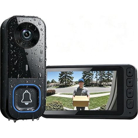Kabellose Türklingel mit Kamera und 4 5-Zoll-Monitor Video-Türklingel ohne WLAN App Cloud Gegensprechanlage mit Zwei-Wege-Audio Nachtsicht 120 4,5 (1/5)