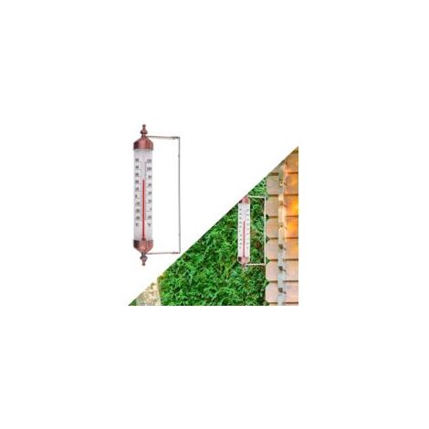 Außenthermometer mit Manometer, Bronze-Optik – Elegantes Gartenthermometer zur Messung der Außentemperatur, z. B. im Gewächshaus oder in der Garage, einfach aufzuhängen – Crezuo