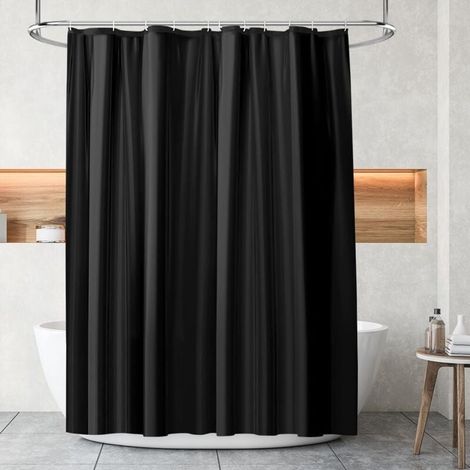 Rideau de Douche,Rideau de Douche Anti Moisissure,Rideau de Douche avec Crochets, Rideau Baignoire,Rideaux de Douche en Imperméable,180x180cm pour Baignoire ou la Salle de Bain (Noir) (1/3)