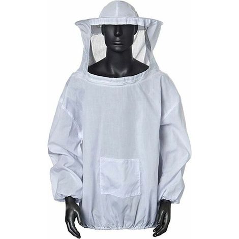 Veste d'apiculteur Veste d'apiculteur avec chapeau Vêtements d'apiculteur professionnel Apiculteur Apiculteur professionnel Chapeau de protection contre les abeilles (Blanc)-- (1/5)