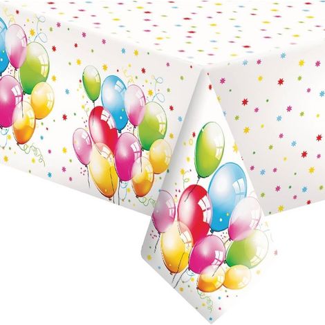 Nappe en papier, ballons d'anniversaire 120 x 180 cm (1/3)