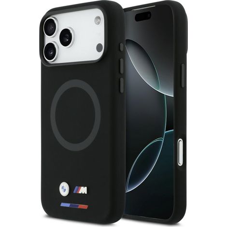 Coque MagSafe en silicone avec logo BMW M pour iPhone 17 Pro Max, noire (1/5)
