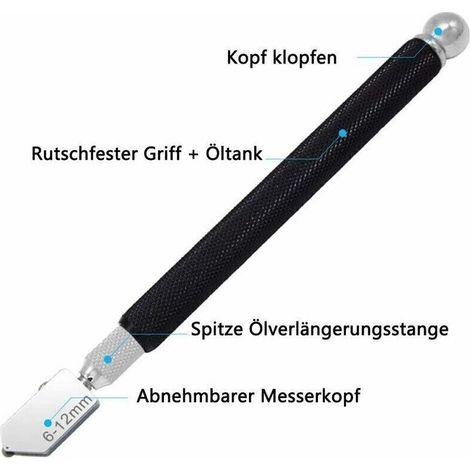 Set de 6 stylos marqueurs à huile avec rouleau diamant et couteaux en verre – Kit complet pour marquage précis (1/3)