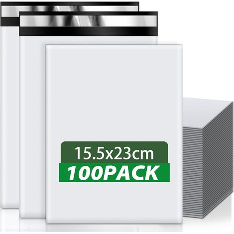 100 Pcs White Sending Parcel Bags (15 x 25 cm) (1/5)