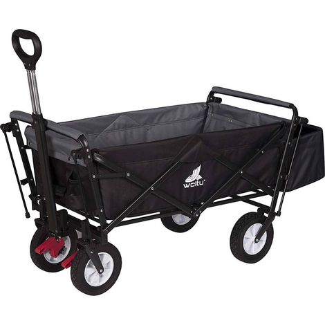 WOLTU Bollerwagen faltbar Handwagen Gartenwagen mit Dach, Rollen mit Bremse, Strandwagen mit Sonnenschutz, für Garten Camping Kinder, 80 kg belastbar, Anthrazit (1/4)