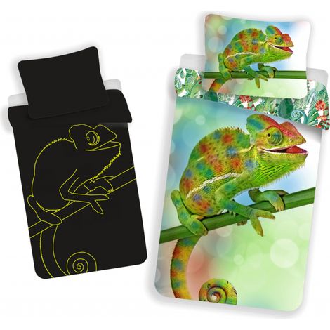 Parure de lit caméléon phosphorescente - 140 x 200 cm - Vert - Livraison gratuite