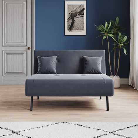 ELEGANT Sofa Bed with Sofa Bed Storage, 3 Fold Design, Iron Legs, Hidden Zipper, 6-Level Backrest Backrest and 2 Cushions, Dark Grey (1/5)