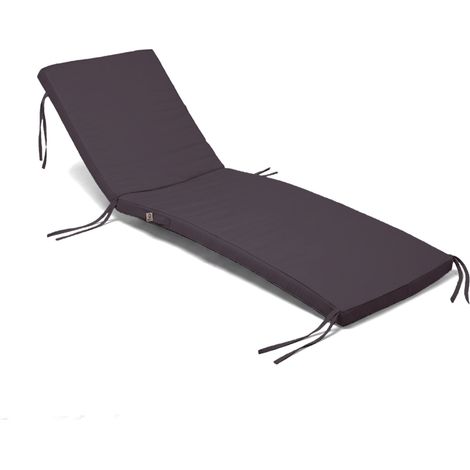 Matelas Bain de Soleil 185x60 Gris Carbone - Déhoussable & Imperméable (Transat)
