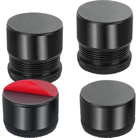 JSSEVN - Set of 4 Bed Risers, Height-Adjustable Furniture Feet (2.7-4.0 cm), Adhesive Furniture Risers, for Tables, Chairs, Cabinets, Black (1/5)