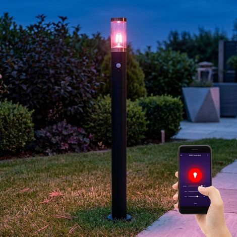 Standleuchte Außenbeleuchtung Stehleuchte mit Bewegungsmelder Garten Edelstahl, App-Steuerung, 1x Smart RGB LED 10W 806Lm, DxH 7,6x110 cm (1/5)