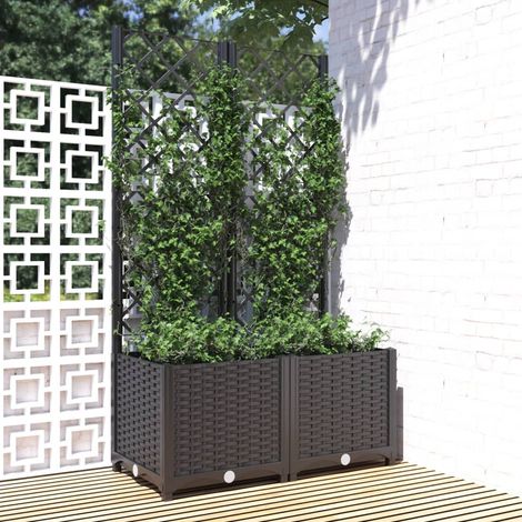 Jardinière, Pot de fleurs avec treillis Noir 80x40x136 cm PP BVM64036 (1/5)