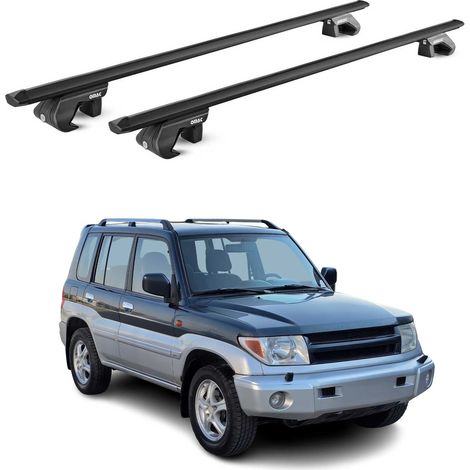 OMAC Dachträger Aluminium TÜV geprüft für Mitsubishi Pajero III 2000-2006 5Tür – Für Standard Dachreling – T Nut – Max 90 kg – 2 Schlösser Schwarz (1/5)