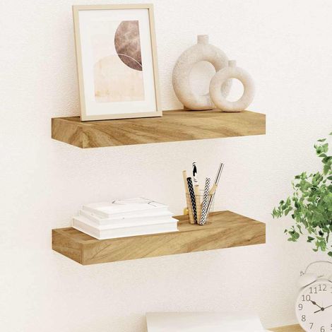 Étagères murales 2 pcs-Étagère flottante-Étagère de rangement suspendue 40x15x4 cm bois de teck massif 237814 (1/5)