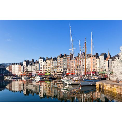Tableau sur toile voiliers port Honfleur 65x97 cm - Impression sur Toile Murale Décorative - Image imprimée en HD sur Toile - Toile sur Châssis en Bois FSC - Fabriqué en France