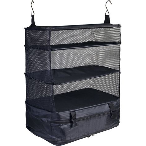 Sac de rangement de voyage portable à trois compartiments, noir, 54 x 44 x 26 cm (1/5)