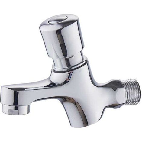 Rubinetto a parete monoforo per acqua fredda con spegnimento automatico - rubinetto temporizzato - rubinetto per cucina, bagno, giardino e lavello da patio (1/4)