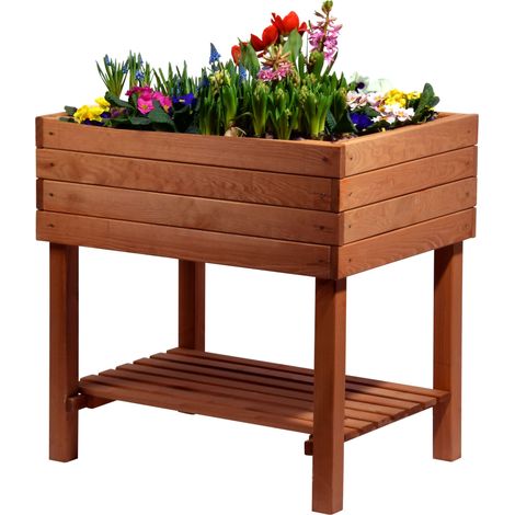 dobar – Aiuola rialzata Decorativa in Legno (Pino, Marrone) per Giardino, con Kit di Montaggio, per Verdure, Erbe, Fiori, per terrazzo, Balcone (1/5)