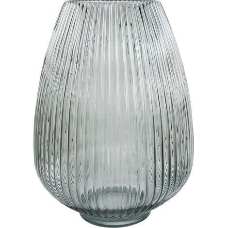 30cm Smoke Grey Ridged Glass Vase (1/4)