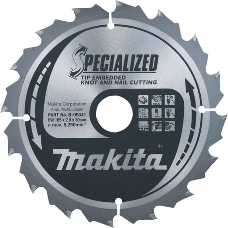 Makita Sägeblatt SPECIALIZED 190x30x24Z, Zahnwinkel 23°, 2,0 mm