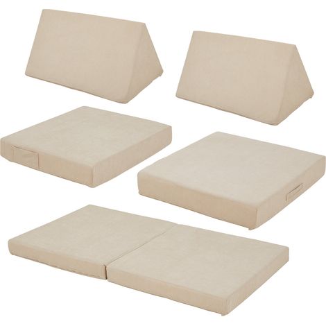 Set divano e poltrona da gioco 5 pezzi 120 x 66 x 46 cm velluto a coste beige 030009141