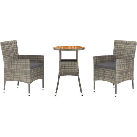 Maison Exclusive - 3-tlg. Garten-Bistro-Set mit Kissen Grau Poly (1/5)