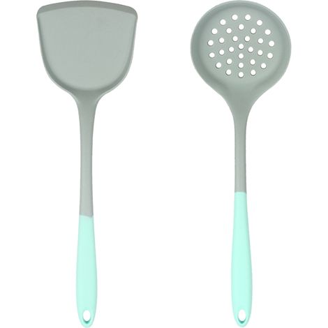 Ensemble Ustensiles Cuisine Silicone - Lot De 2 Spatules Et Cuillères Antiadhésives - Résistant Chaleur 450F - Pour Poêles Et Casseroles (1/5)