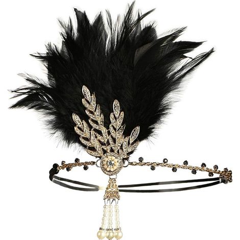 Diadème de mariée Art Déco style années 20, perles et plumes (1/5)