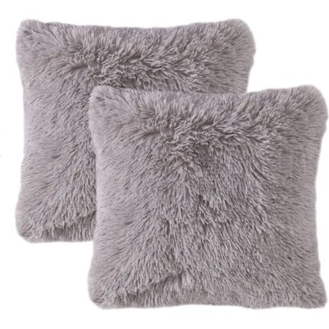 Fodere per cuscini in morbidissima pelliccia sintetica – Set di 2 pezzi, 43 x 43 cm, per divano, letto o auto
