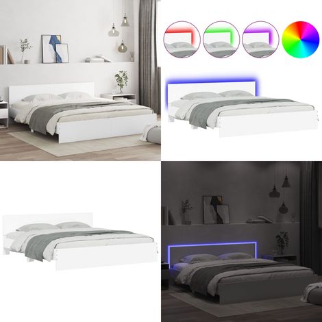 Bettgestell mit Kopfteil und LED-Beleuchtung Weiß 180x200 cm - Bettstellengestell - Holzbettfassungen - Weißes Bett - Doppelbett - LED Beleuchtung - Home & Living (1/5)