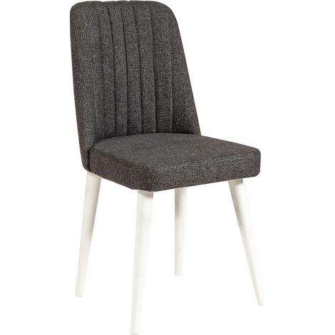 Chaise de salle à manger tissu anthracite et bois blanc Akira (1/4)